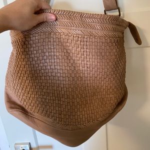 Blush woven leather bag